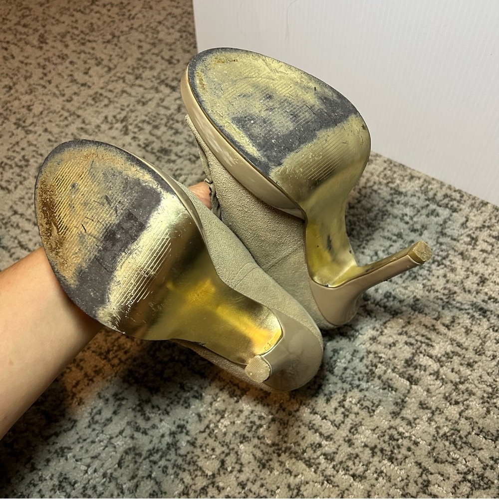 Steve Madden Brown P-Daizy Fringe Suede Peep Toe Heels Size 6.5 - Picture 8 of 11
